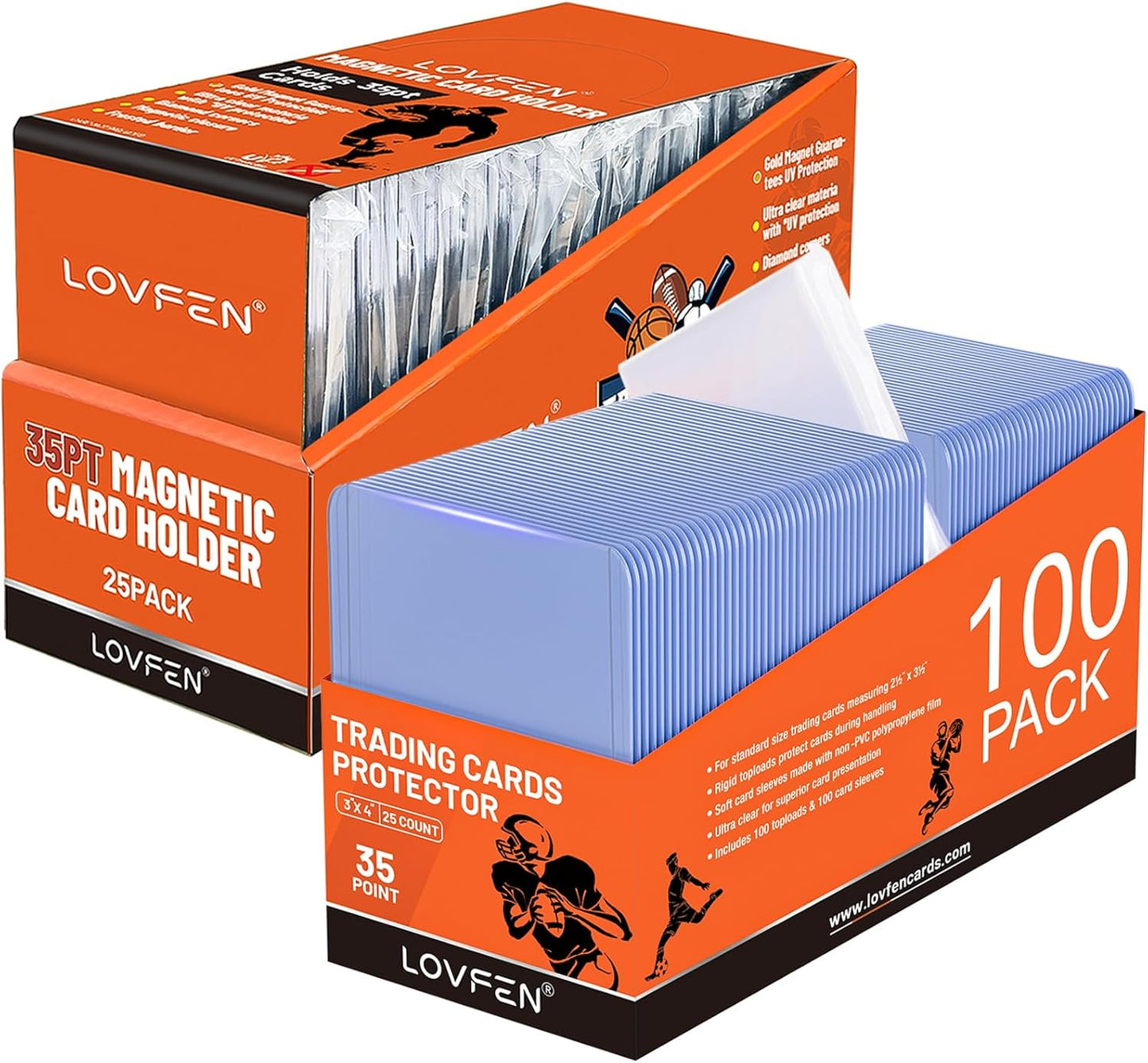 200 Toploads for Cards & Penny Sleeves 35PT Hard Plastic Card Holders 3x4 Baseball Card Protectors for TCG Sports Football Collectible Cards