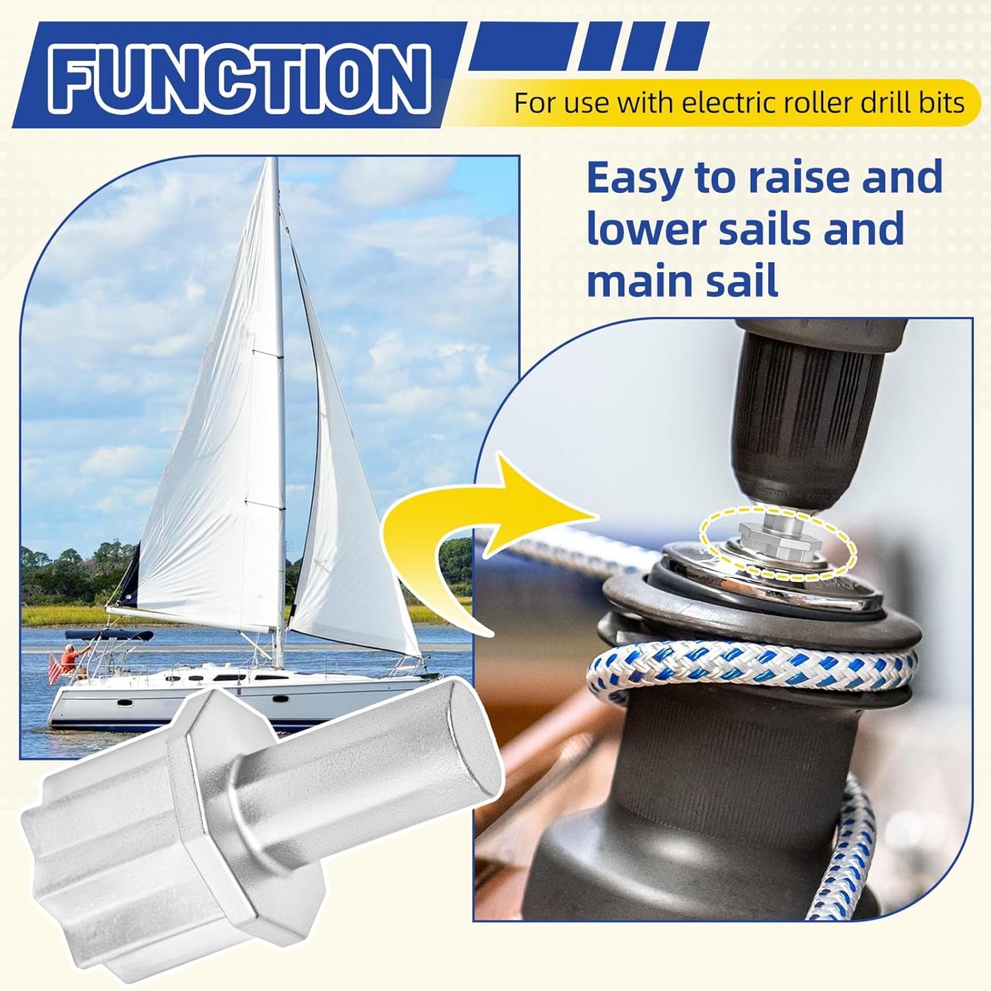 2 Pcs Boat Winch Drill Bit Adapter 7431 Portable Drill Winch Sailboat Accessories Sailing Gear