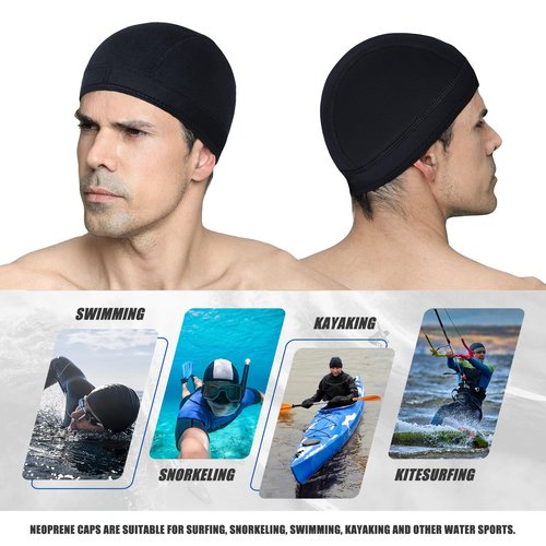 TBLUITE Neoprene Diving Scuba Hood Swim Cap for Toddler Kids Girls Boys Youth Men and Women Thermal Wetsuit Beanie 3mm Hair Clear for Swimming Surfing Windsurf