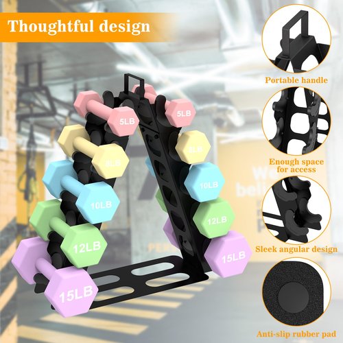 Dumbbell Rack 5 tier(Dumbbells not included), A-Frame Metal Dumbbell Holder with Handle, Multilevel Weight Storage Organizer for Dumbbells, Tree Shape Compact Weight Rack/Holde(Black)