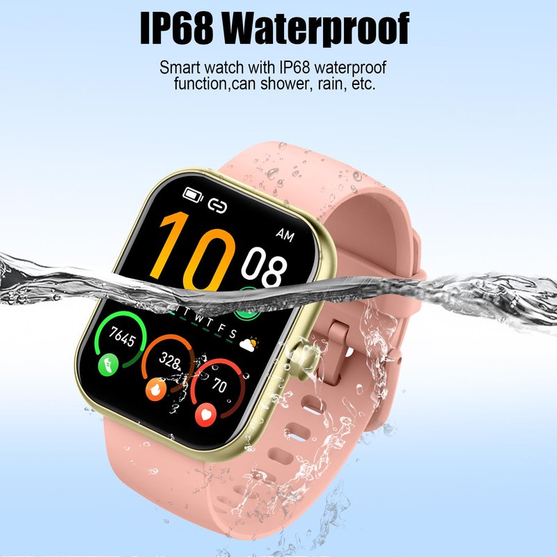 Smart Watch for Men Women, 2026 Release (Answer/Make Call) 1.96" HD Fitness Tracker Running Watch,IP68 Waterproof, Pedometer,Step/Sleep/Heart Rate Monitor,110+ Sport Mode Smartwatch for Android,Pink