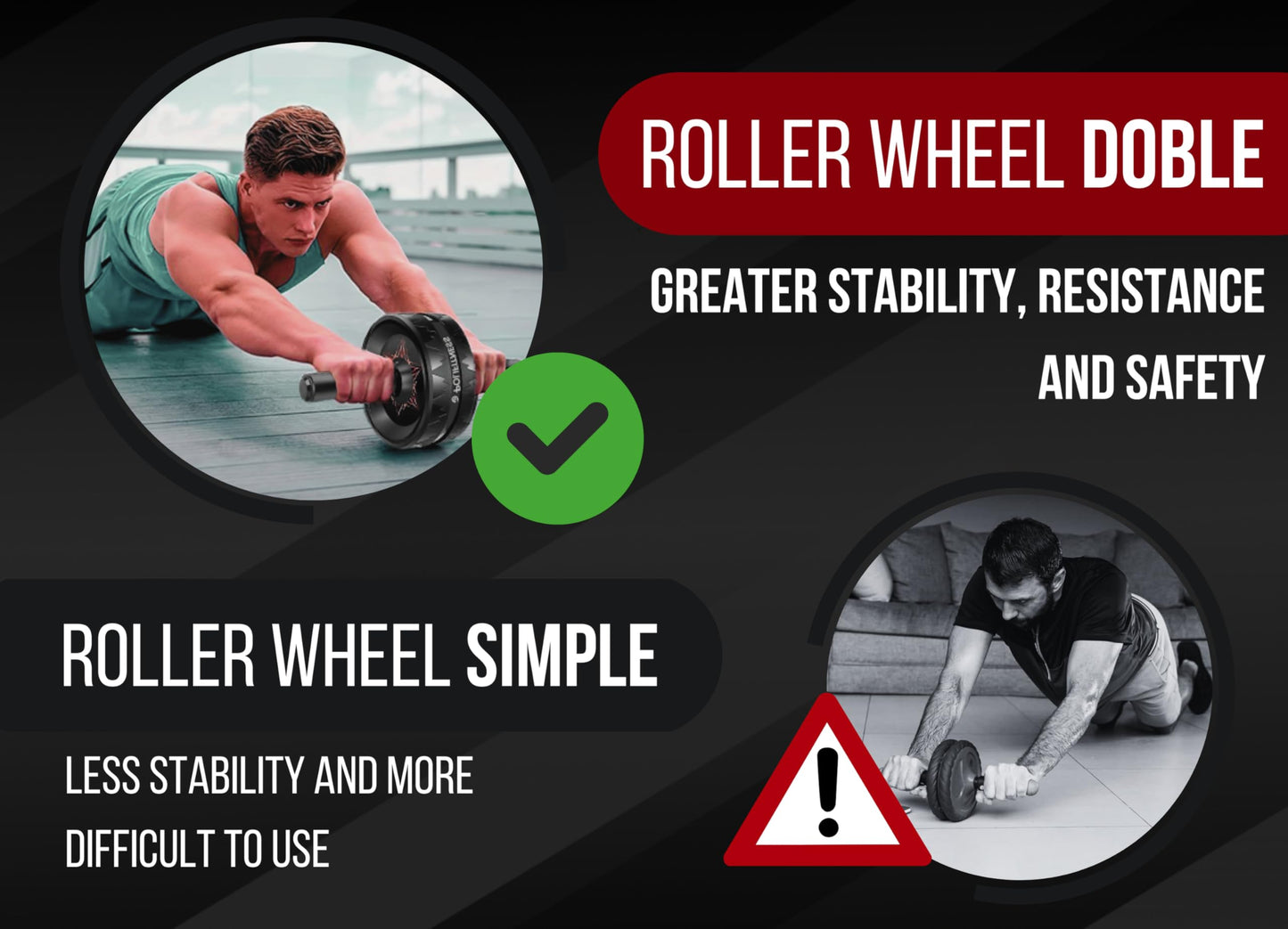 *POLIFITNESS* Ab Roller Wheel, Abs & Core Workout Equipment for Full-body Strength Training – Home Gym Exercise Wheel for Men and Women with Knee Pad Accessories