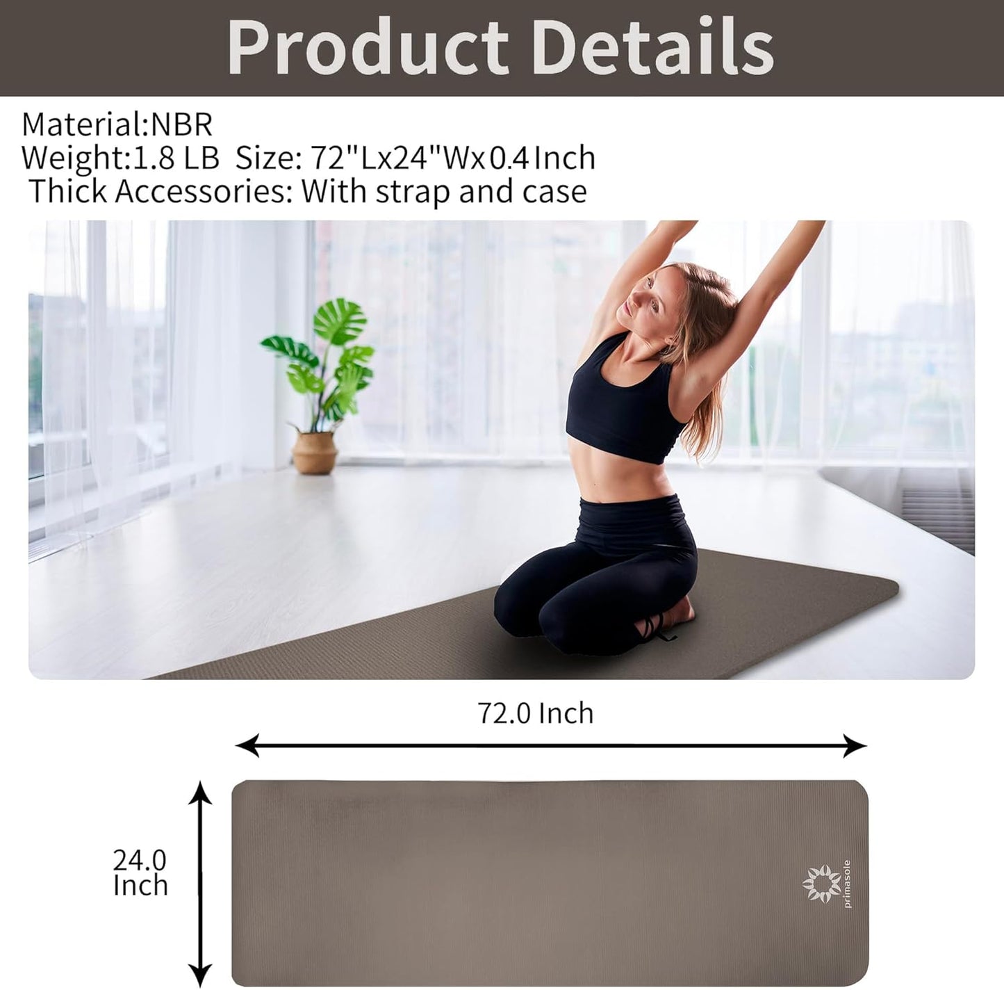 1/2-Inch Extra Thick NBR Yoga Mat with Enhanced Stability - Textured Design, Lightweight Mat with Carrying Strap & Case for Yoga, Pilates, Gym & Home Use (Multiple Colors)