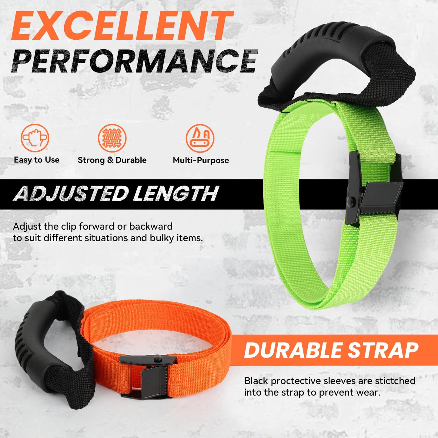 Heavy Duty Storage Straps with Handle and Easy Adjustable Steel Black Lock Slider Buckles,Extension Cord Strap for Cords Pool Hoses Ropes and Garden Hose (3 Pack)