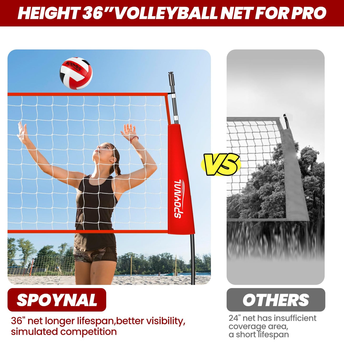12FT/20FT Portable Volleyball Net System for Backyard - Adjustable Height Freestanding Training Equipment, Outdoor Indoor Practice Set with Carry Bag & PU Ball