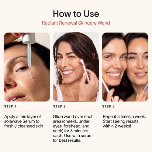 Solawave 4-in-1 Red Light Therapy Wand for Face & Neck | Beauty Device with Galvanic Current, Massager & Warmth | Anti-Aging, Wrinkle Reduction, Skin Tightening, Depuffing & Rejuvenation (Rose Gold)