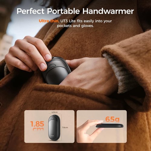 OCOOPA Magnetic Hand Warmers Rechargeable 2 Pack, Fast-Heat, UL Electric Portable Pocket Heater, Ultra-Thin Gloves, Hunting Accessories, Golf, Camping Gear, Women Purse Must Haves, Men Gifts, UT3 Lite