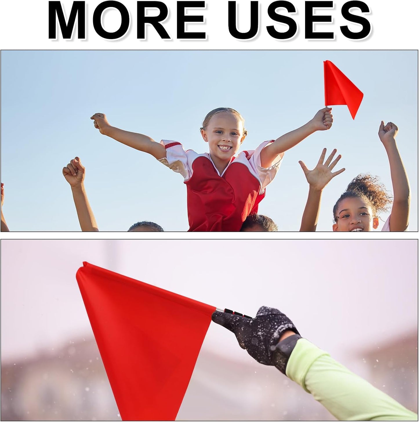 2pcs Volleyball Flags Line Judge, Lightweight Red Volleyball Referee Flags with Comfortable Handle for Sport Events Ergonomic Officiating Equipment with High-Visibility Colors