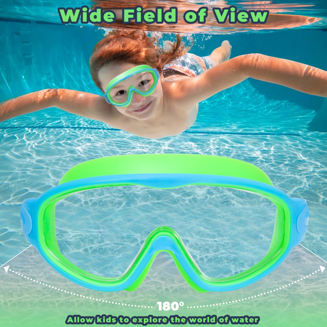 Keary 2 Pack Swim Goggles for Kids 6-14 8-14 Kids Swimming Goggles Age 3-15 4-7 4-16 8-12 for Boys Girl Youth Toddler Children Pool Water Goggle Anti Fog UV Protection Clear Wide View Waterproof