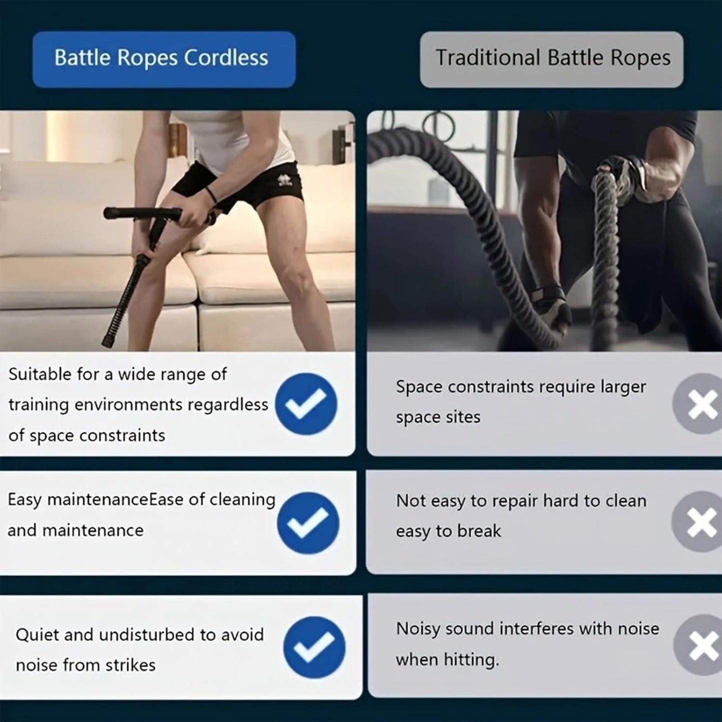 2pcs Ropeless Battle Ropes for Ropeless Battle Ropes for Home Gym Lightweight Battle Rope for Fitness Beginners Durable Exercise Ropes for Home Workout