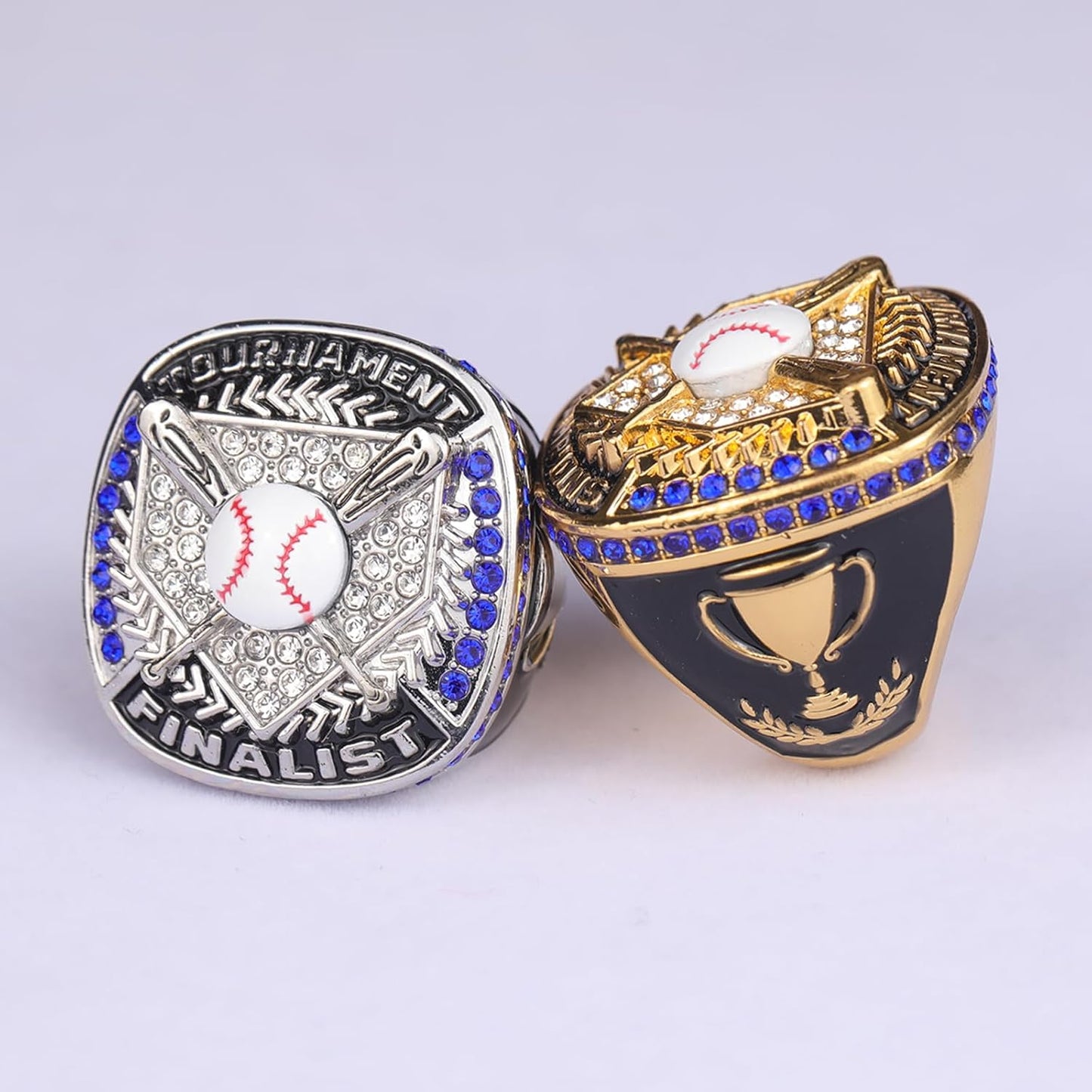 12 pcs Pack Baseball Tournament Options Championship Ring Trophy on Side Size 9