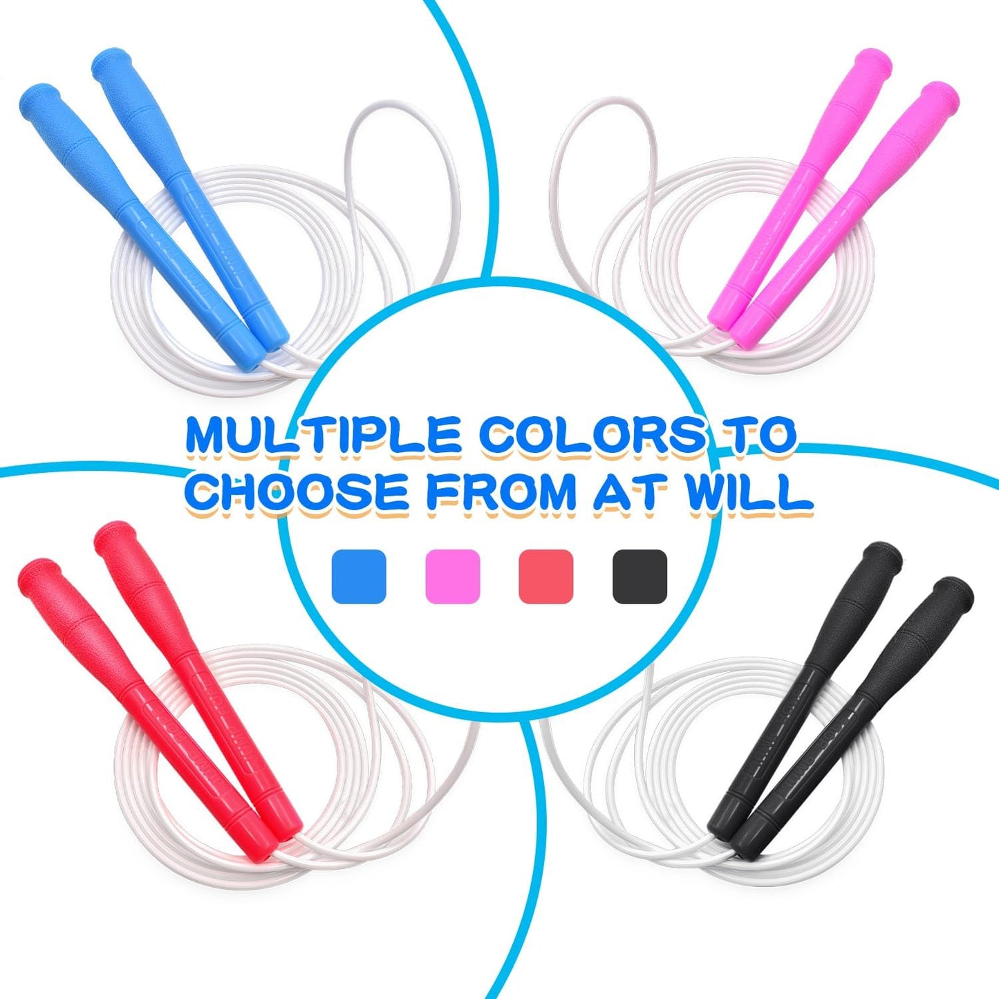 Jump Rope For Kids & Adults,4mm TPU Ropes For Speed Jump Rope,Double Unders, Long Handles & Tangle-Free,9.19FT Adjustable Lightweight Skipping Rope For School,Boys,Girls,Teens,Women,Men,Exercise Activity,Outdoor Fitness