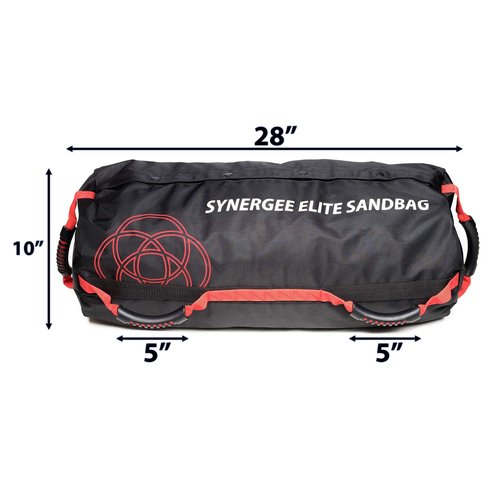 Synergee Elite Adjustable Fitness Sandbag with (4) Filler Bags 25-100lbs Heavy Duty Weight Bag - Red