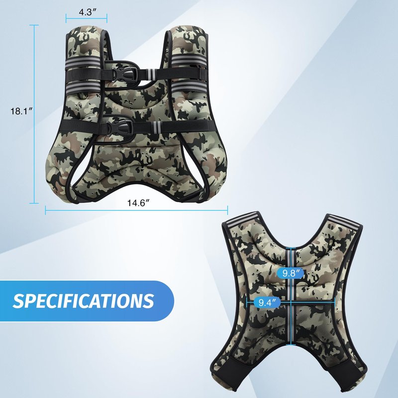 ZELUS Weighted Vest, 6lb/8lb/12lb/16lb/20lb/25lb/30lb Weight Vest for Men Women with Storage Pocket & Reflective Strips for Workout Strength Training Running Muscle Building, Desert Camo (30 lb)