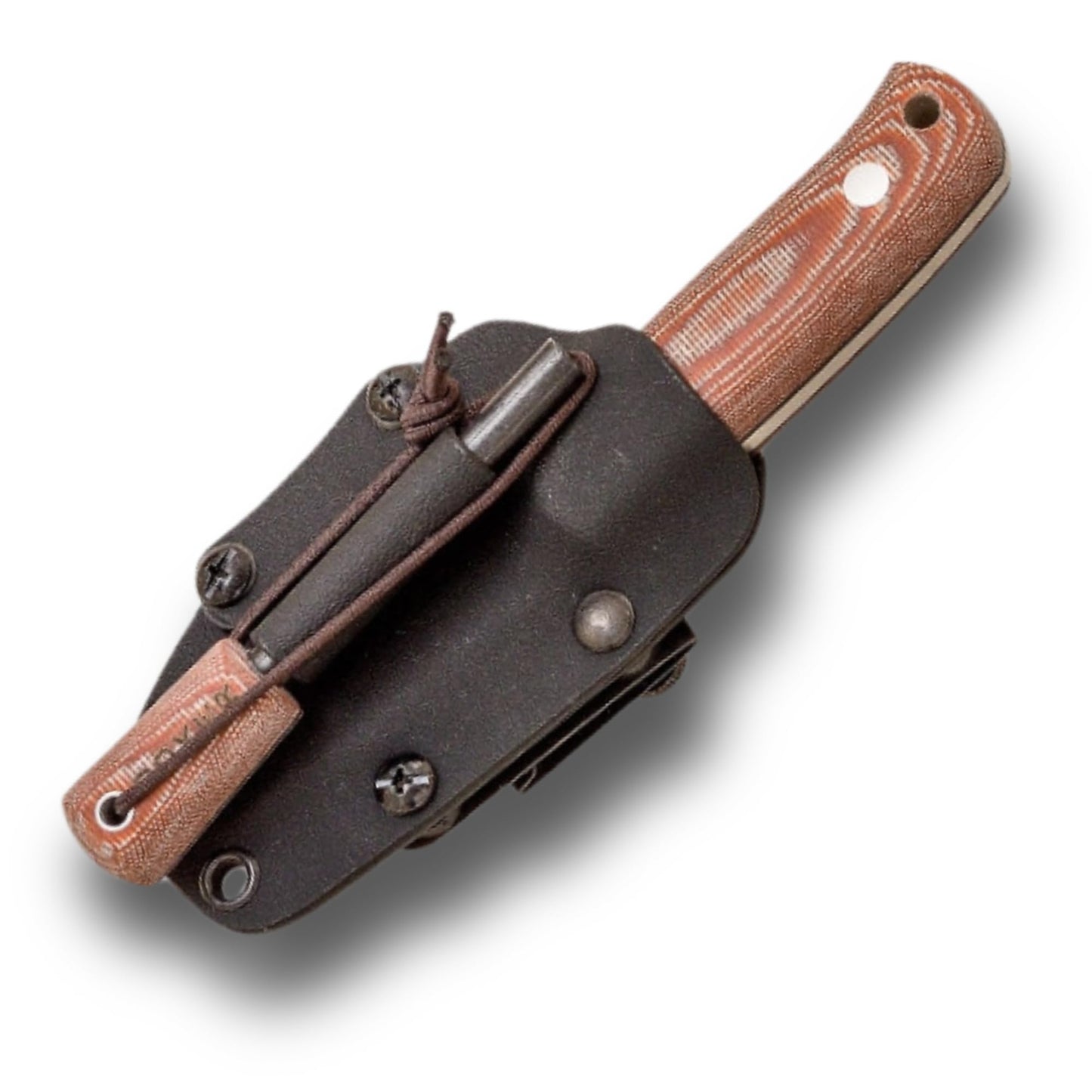Joker "Erizo TS1 CD81-F Sports Survival Knife, Brown Canvas Micarta Handle, 2.95-inch Blade, Includes Kydex Sheath, 550 Paracord, and Fire Starter, Fishing, Hunting, Camping, and Hiking Tool