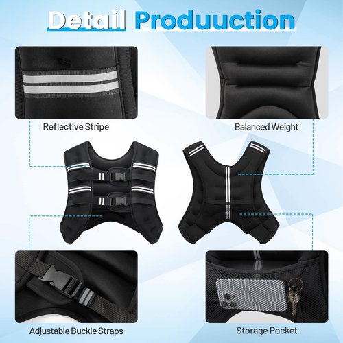 Ragebby Weighted Vest, 12lbs Vest for Men Women with Reflective Stripe, Body Weight Vests Adjustable for Workout, Strength Training, Running, Fitness, Muscle Building, Weight Loss