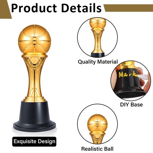 Conderyang 12PCS Small Gold Basketball Trophies 5.8 Inch Trophy Award Basketball Medals for Team Mini Trophies Bulk Championship Game Day Participation Competitions Ceremony Party Favors