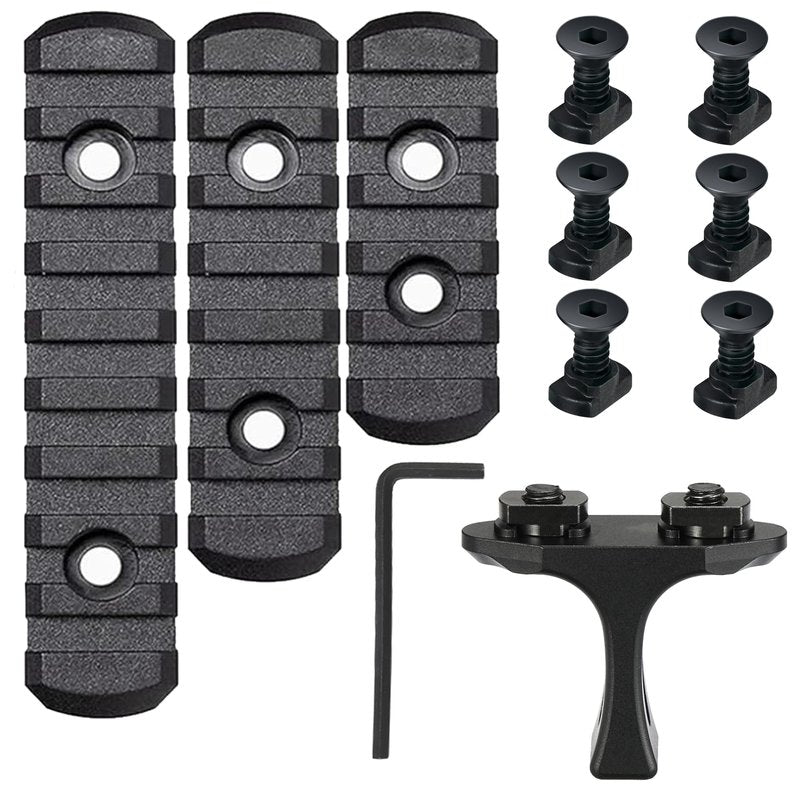 Single Picatinny Rail Set for Mlock 5 7 9 Slots Black