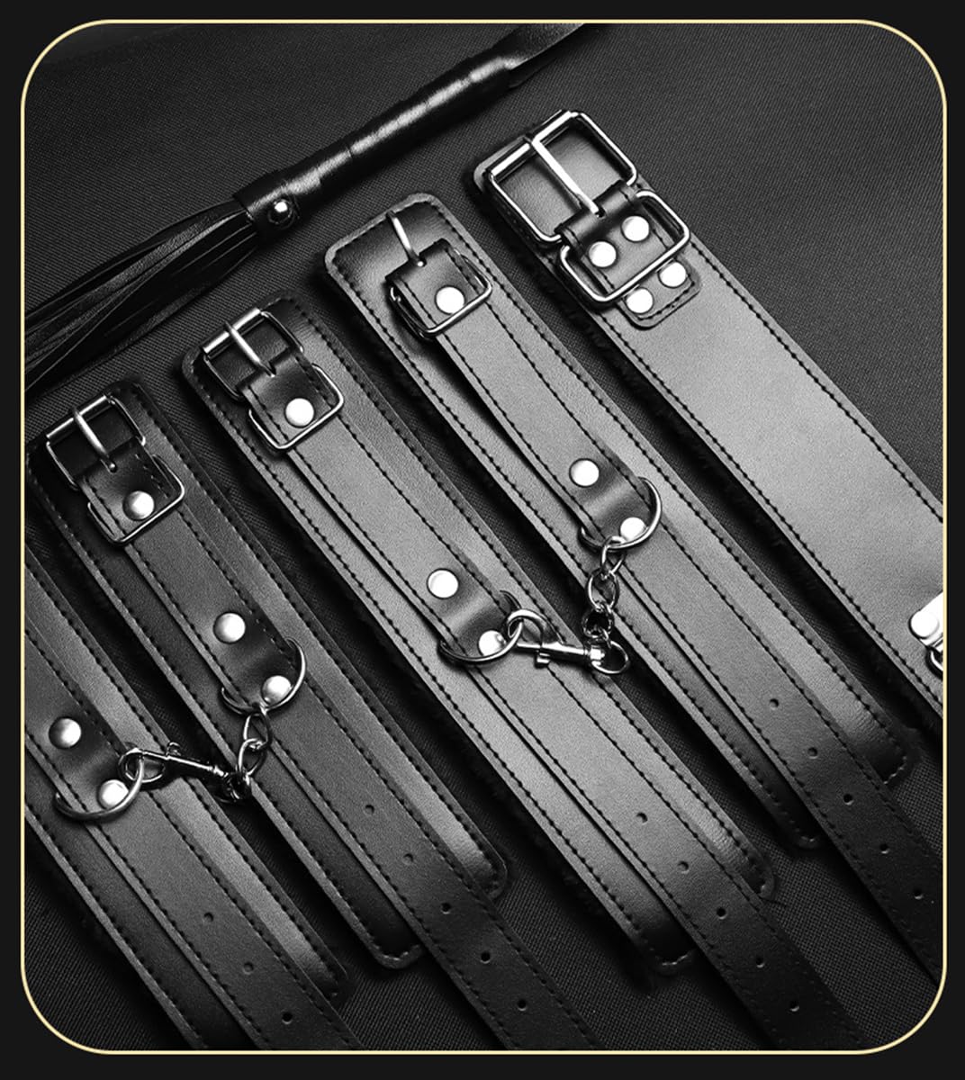 11-Piece Fitness Equipment Set (Black Leather), for Sport and Fitness, Versatile, Ergonomic Design, Stable and Non-Slip, Premium Black Leather -Z
