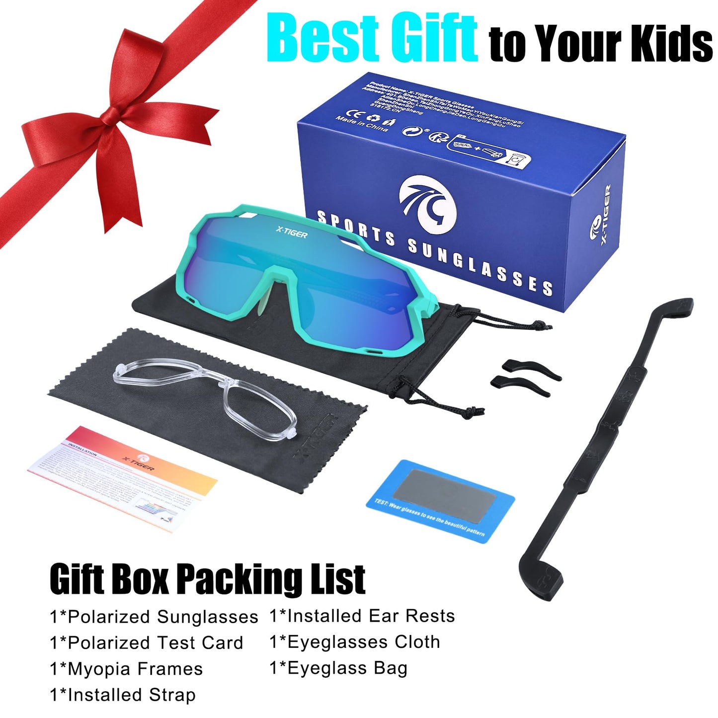 X-TIGER Kids Sunglasses Polarized Youth Baseball Sunglasses for 8-14 boys girls UV400 Sports Softball Cycling Glasses