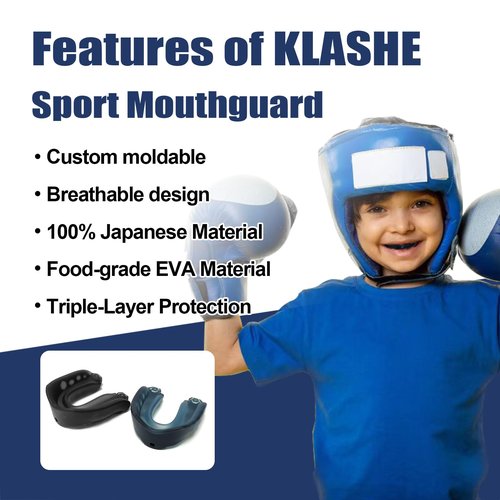 KLASHE Kids Sports Mouthguard Football Mouth Guard, 2 Pack with Case and Strap Mouth Guard Football, 1.7 x 1.96 inches, for Boxing, Basketball, Hockey, Ages 4-8