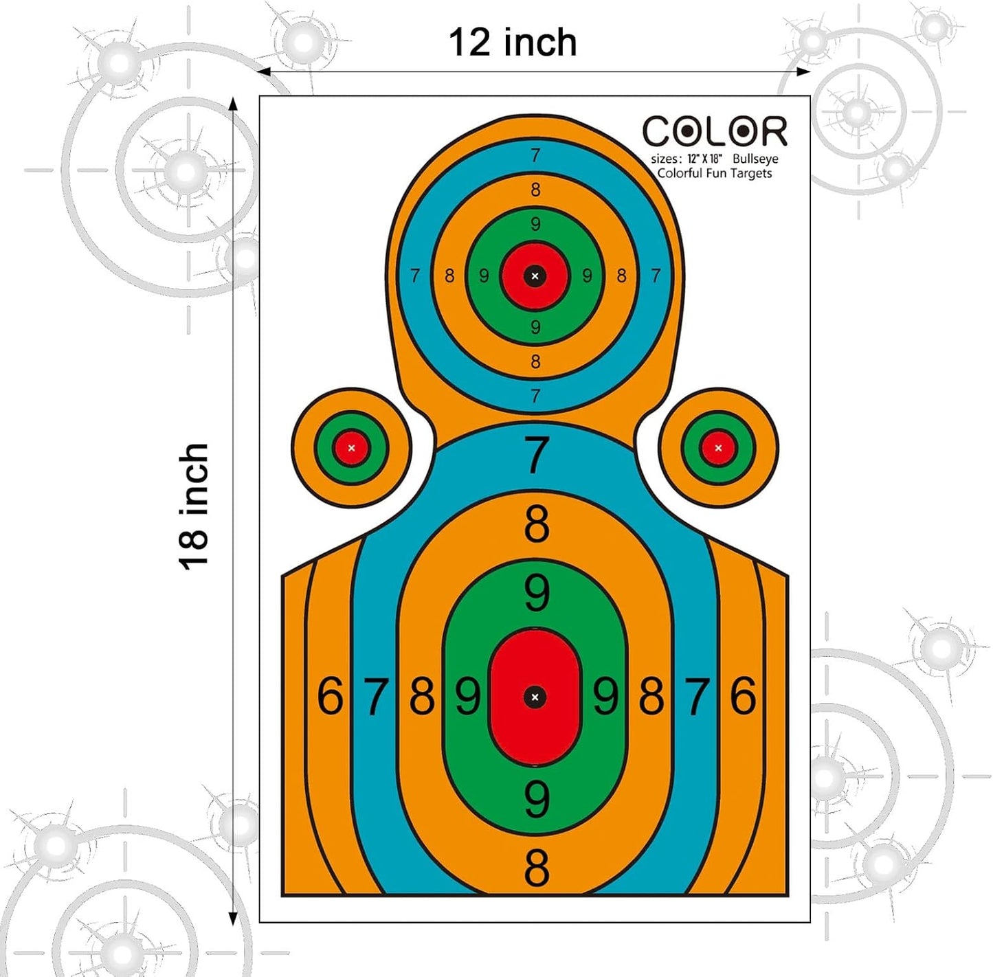 12x18 Inch High-Visibility Shooting Targets - Paper Silhouette for Precision Training, Handguns, BB Guns, and Airsoft (Indoor & Outdoor Use)