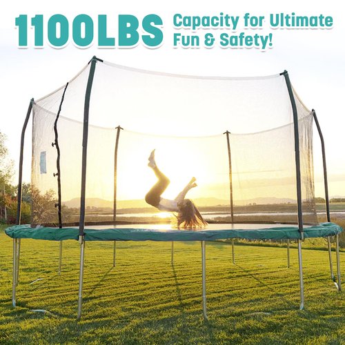 Skywalker Trampolines 15ft Round Trampoline with Enclosure – Green