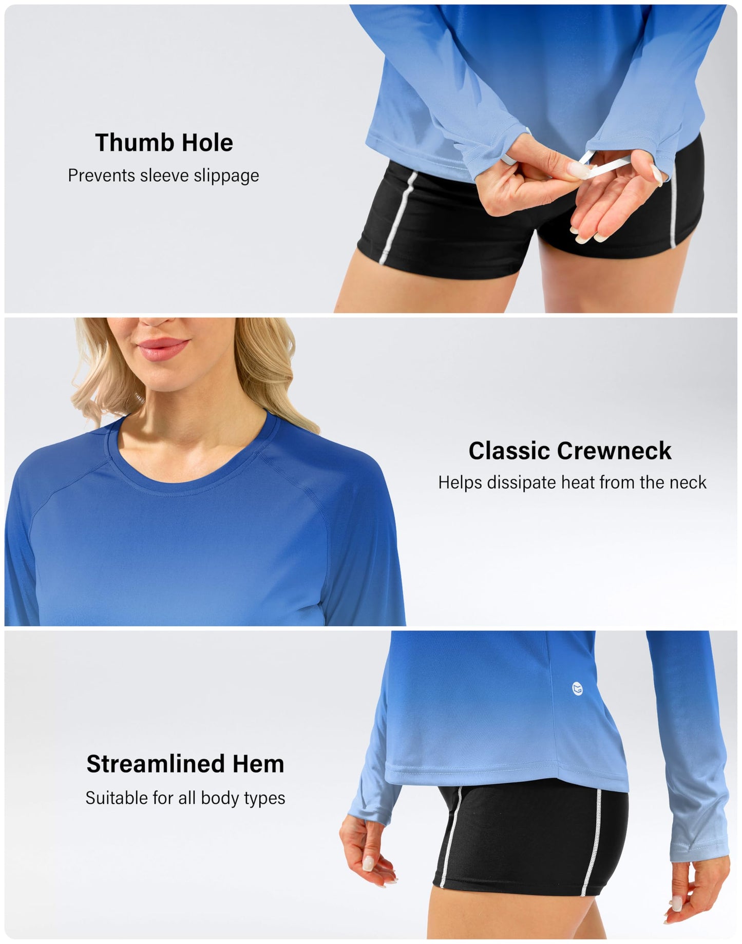 Women's UPF 50+ Sun Shirts Long Sleeve UV Protection Rash Guard Lightweight Quick Dry Workout Hiking Tops for Women