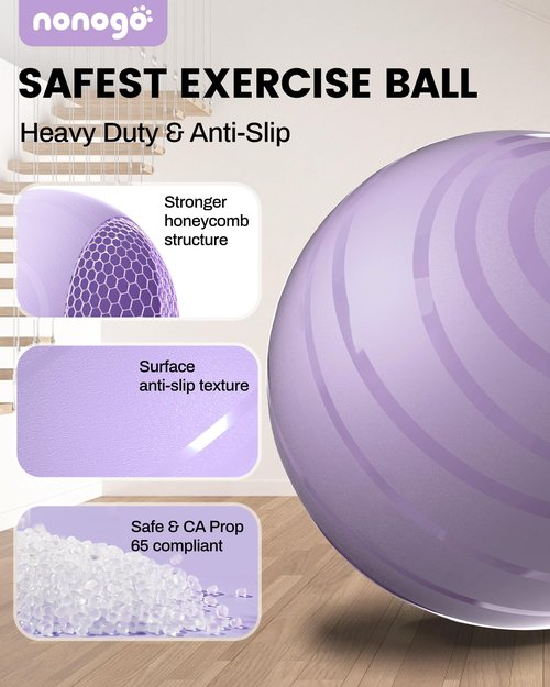 nonogo Birthing Ball for Pregnancy with Resistance Bands- Exercise Ball for Working Out, Yoga, Physical Therapy, Maternity Physio, Balance Stability Ball with Pump