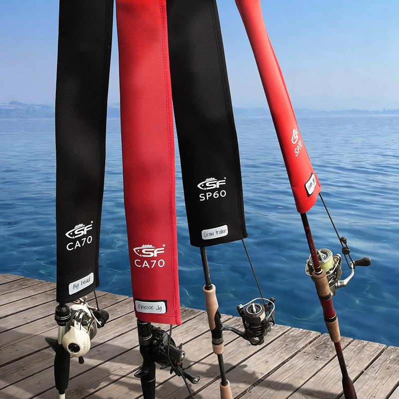 SF Neoprene Fishing Rod Sleeve Cover Protector Gloves Red & Black 70 in