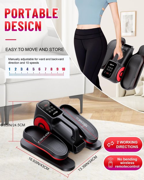 HJDFGSS Under Desk Elliptical Machine, Electric Leg Exerciser While Sitting for Seniors Adults, Leg Ercise Pro, Quiet & Portable Mini Seated Pedal Exerciser for Home Office Use(Black)