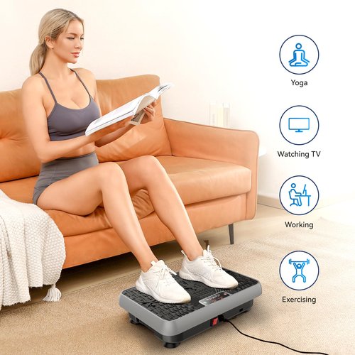 Teclor Premium Vibration Plate for Lymphatic Drainage, Weight Loss, Whole Body Workout Power Vibration Plate, Shake Plate,Home Gym Fitness Equipment,Grey