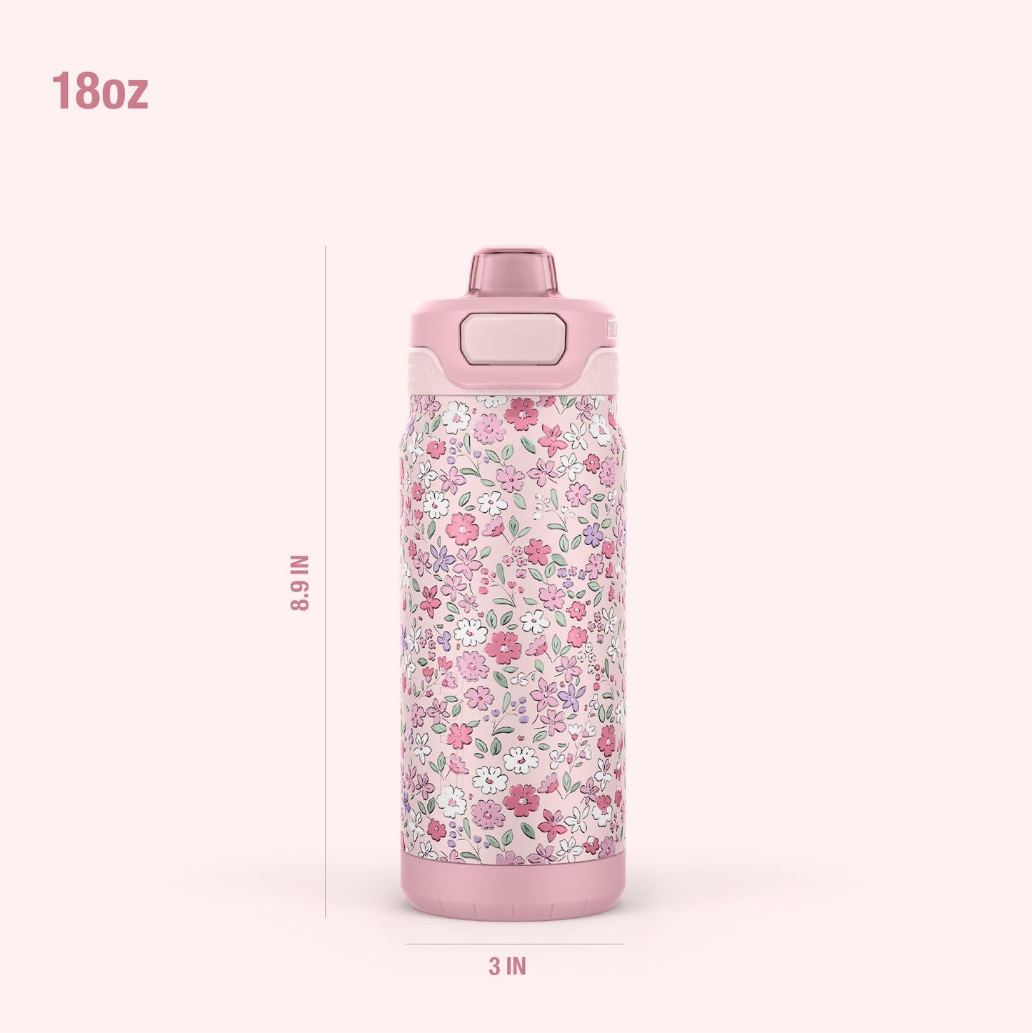 ZULU Powerfill Pro 18oz Kids Stainless Steel Water Bottle with Quick Fill Lid, Triple Wall Vacuum Insulated, Leak Proof Locking Lid, Sip & Chug, Reusable, BPA Free, Dishwasher Safe, Flower Crown