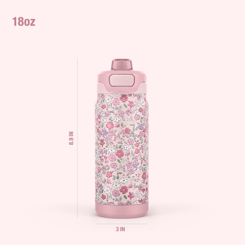 ZULU Powerfill Pro 18oz Kids Stainless Steel Water Bottle with Quick Fill Lid, Triple Wall Vacuum Insulated, Leak Proof Locking Lid, Sip & Chug, Reusable, BPA Free, Dishwasher Safe, Flower Crown