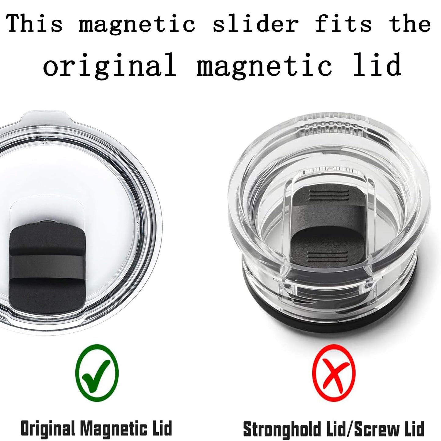 2025 New Upgrade Magnetic Slider Replacement Block, Slider Lid Magnet for Yeti Lids 10 oz, 14oz, 16 oz, 20 oz, 26 oz, 30 oz (Black+Black)