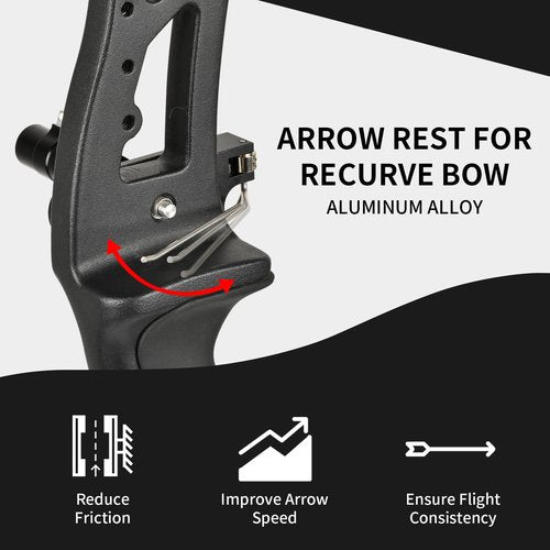 SOPOGER Arrow Rest and Plunger for Recurve Bow - Aluminum Alloy Arrow Rest and Cushion Plunger (Black)