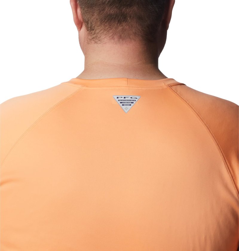 Columbia Men's PFG Terminal Tackle Long Sleeve Fishing Shirt, Bright Nectar/Vivid Blue Logo, 2X