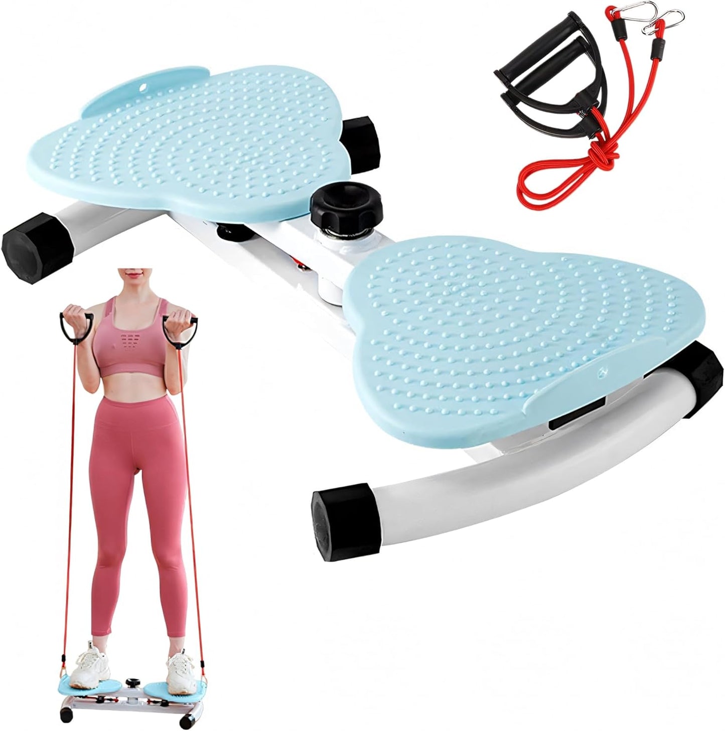 220 lbs Noiseless Anti-Slip Waist Twister Board - Ab Machine with Resistance Bands for Core Exercise & Slimming Waist, Home Gym Equipment Women & Men