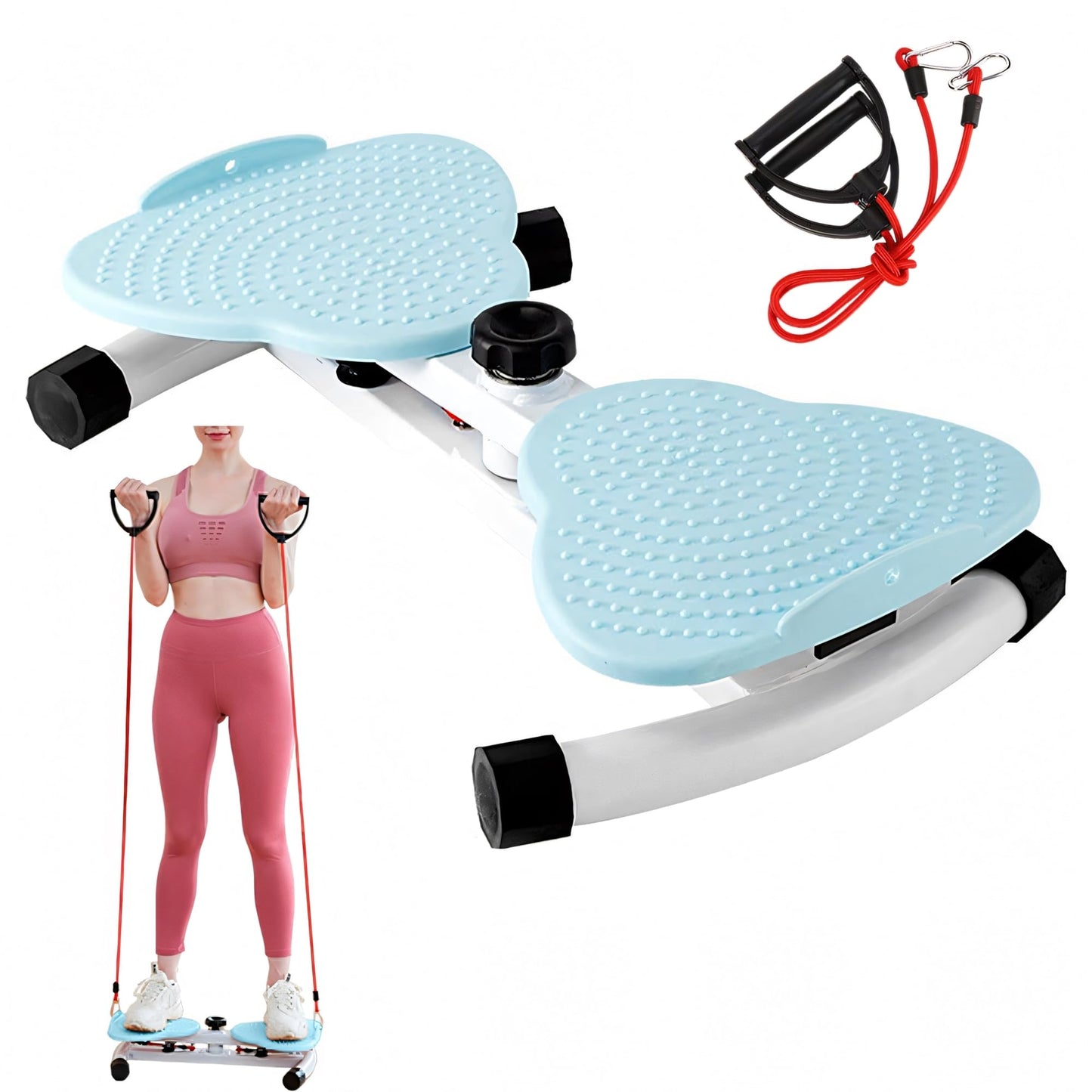 220 lbs Noiseless Anti-Slip Waist Twister Board - Ab Machine with Resistance Bands for Core Exercise & Slimming Waist, Home Gym Equipment Women & Men