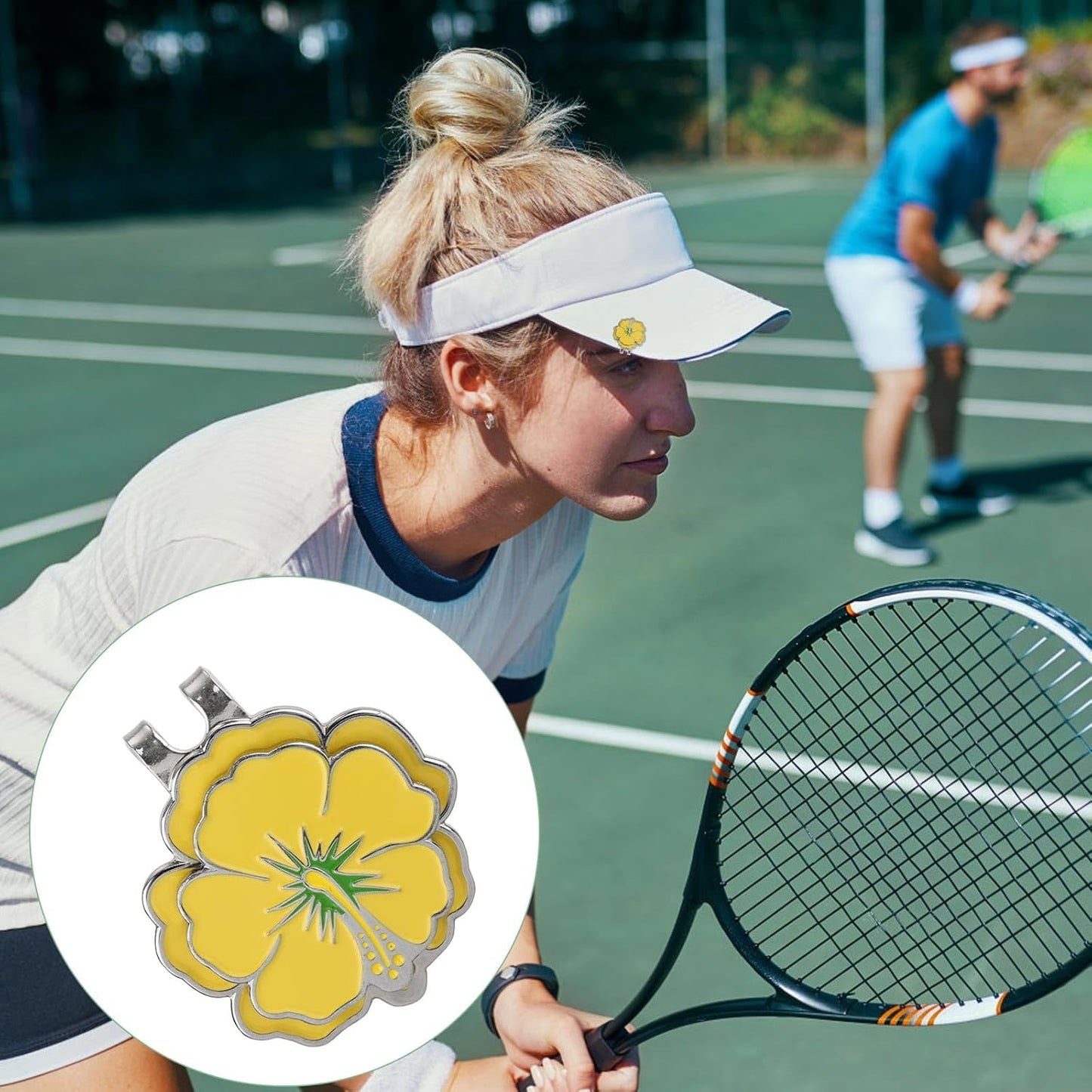 2pcs Magnetic Golf Ball Marker with Hat Clip, Flower Shape Golf Marker Magnet Set Cap Hat or Visor Clip Sports Bag Accessories for Women Men Golfer Friends Gift