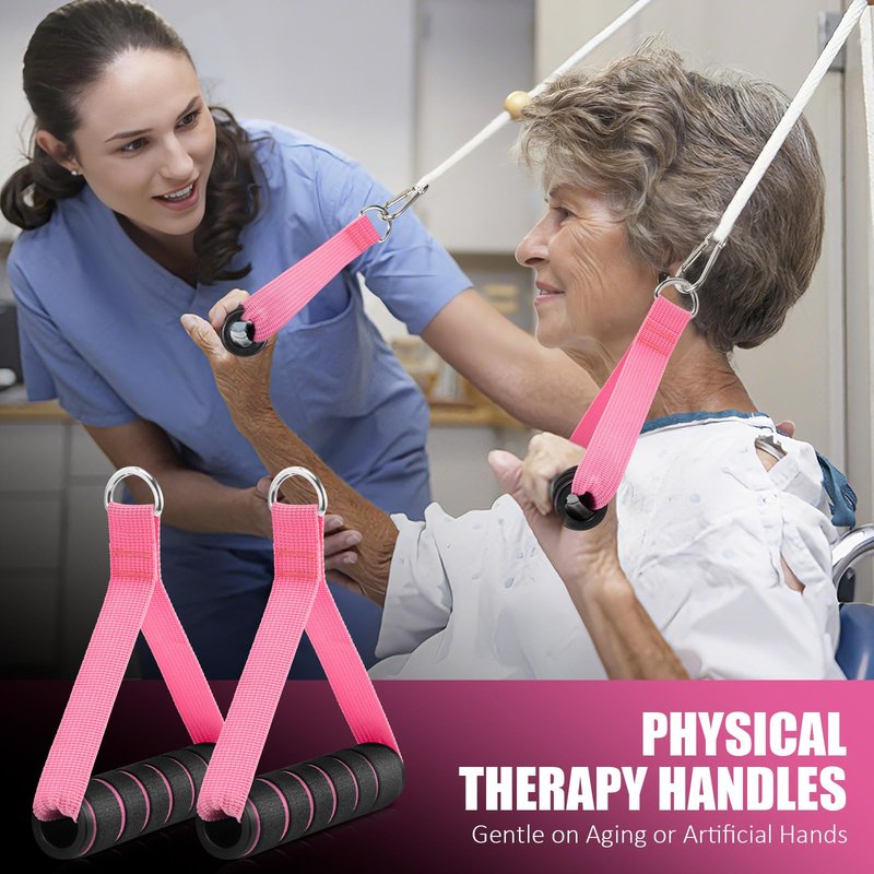 Citufuol 2 Pack Exercise Handles, Heavy-Duty Cable Machine Attachments for Strength Training, Pilates, Home Gym & Resistance Band Workouts(Pink)