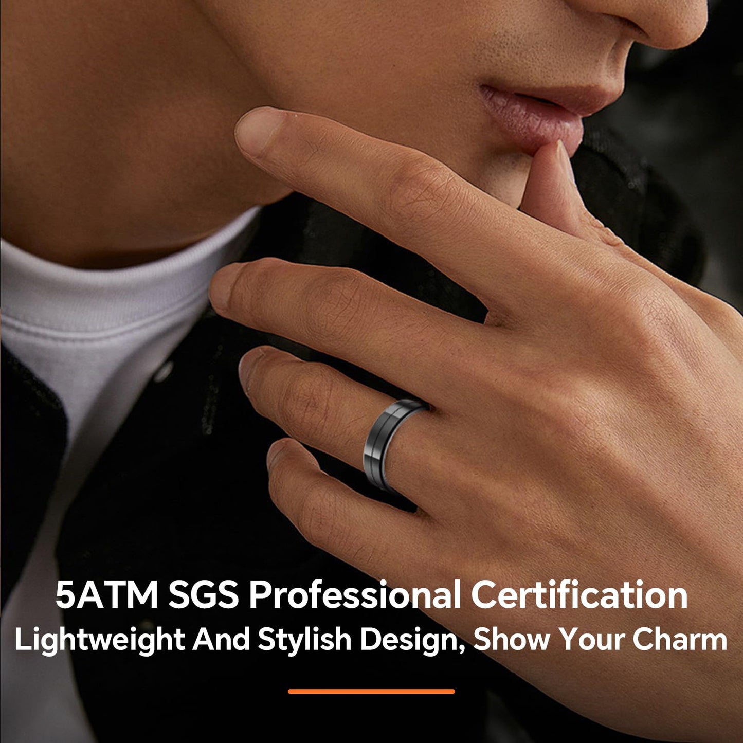 2025 Gesture Control Smart Ring for Men & Women, Free Subscription New Ultra-Thin Fitness Tracker, 24/7 Tracking of Activity Health, Sleep, Body Temperature, Android and iOS (Black Size 10)