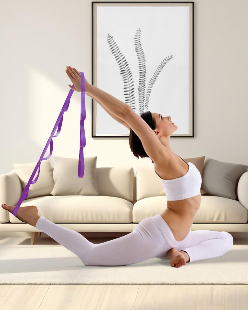 10 Loop Yoga Stretching Strap for Physical Therapy - Non Elastic Exercise Band for Pilates, Yoga, Stretching for Women & Men