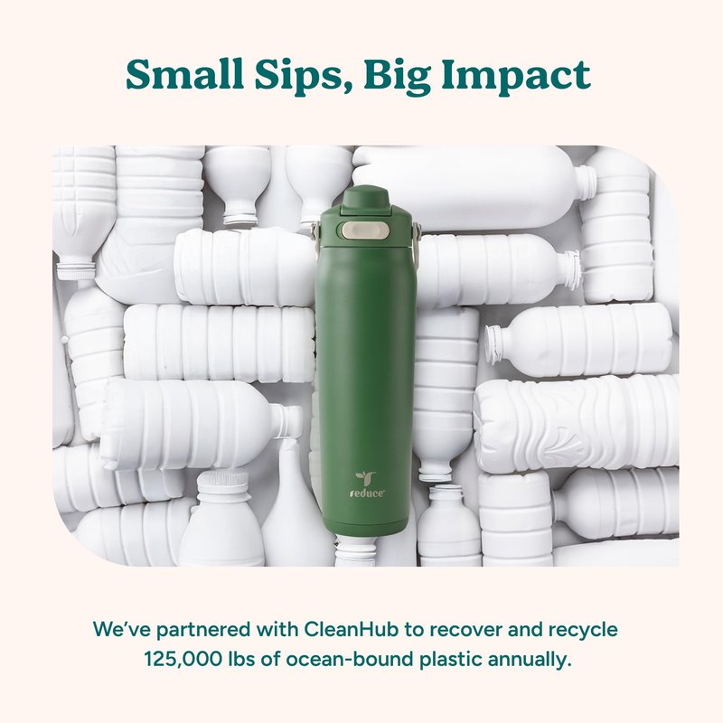 REDUCE Aura Vacuum Insulated 26 oz Water Bottle - Leak-Proof & Chug Spout for Quick Hydration - Keeps Drinks Cold for 30 Hours - Removable Handle for Travel or Gym - Soft Sit Base - Lilac Bud