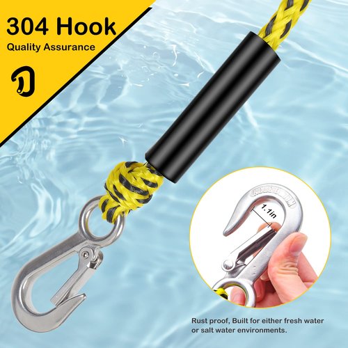 Watersports Heavy Duty Tow Harness with D Rings,Boat Tow Harness for Towing Towable Tube, Water Ski, Wakeboard (Yellow Black (18 feet=8.5'+8.5"+1))