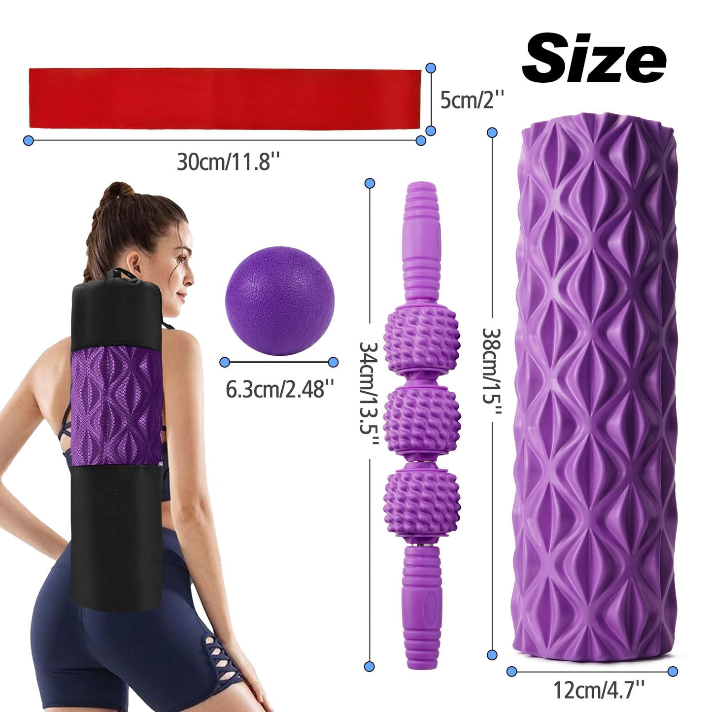 5 in 1 Foam Roller Set High Density Patented Foam Roller for Exercise