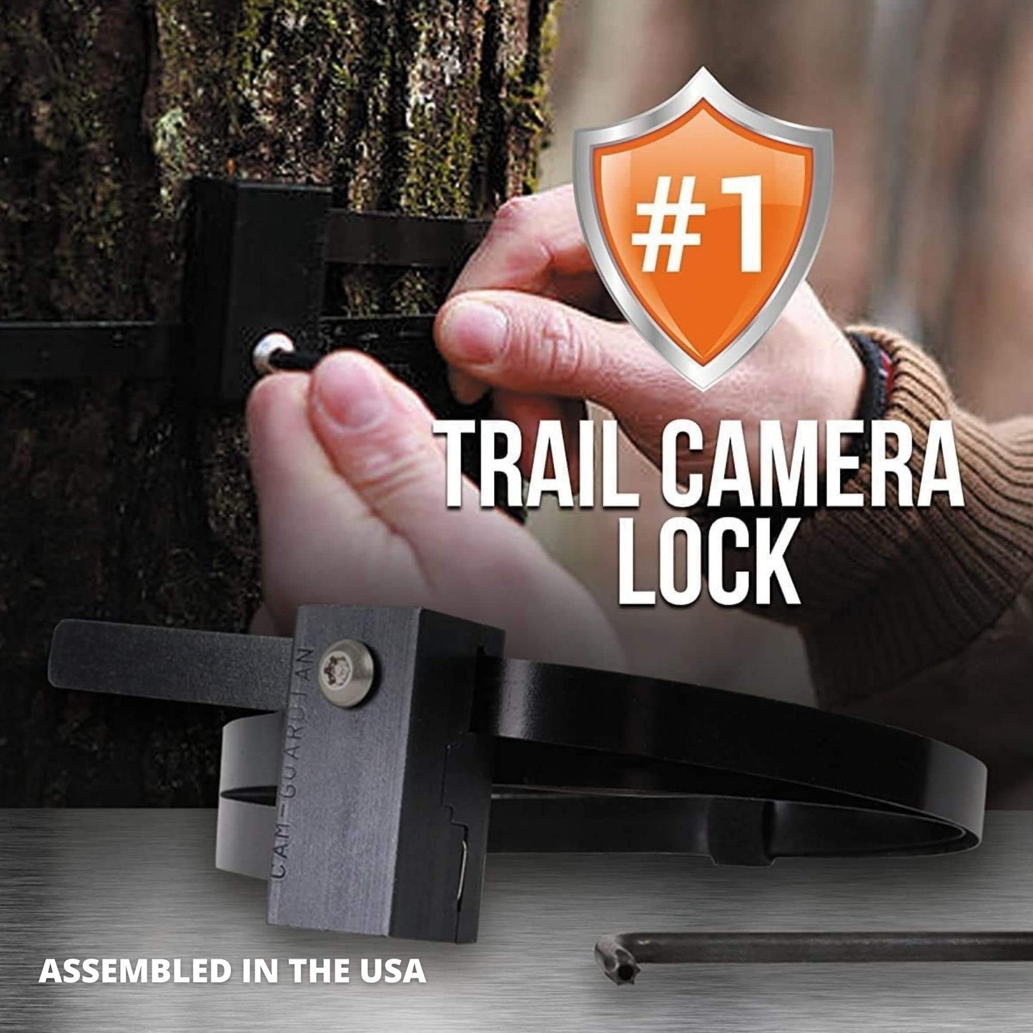 Trail Camera Lock by Guardian - Game Cam Tree Mount Holder Accessory and Heavy Duty Metal Security Locking Strap to Replace Lockbox and Reduce Theft (48 inch) (Standard)
