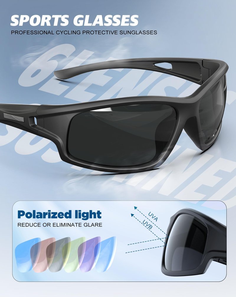 KALIYADI Polarized Sunglasses-Men Sports Sun-Glasses: Mens Sunglasses UV400 Protection for Running Fishing Golf