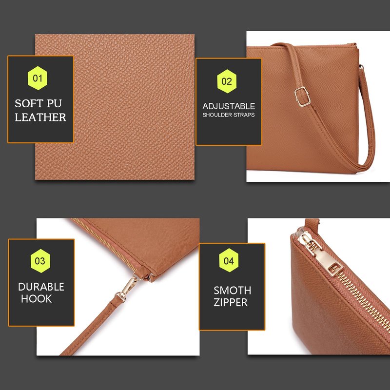 higouta Small Crossbody Bags for Women Trendy Clutch Purse PU Leather Shoulder Bags with Adjustable Strap