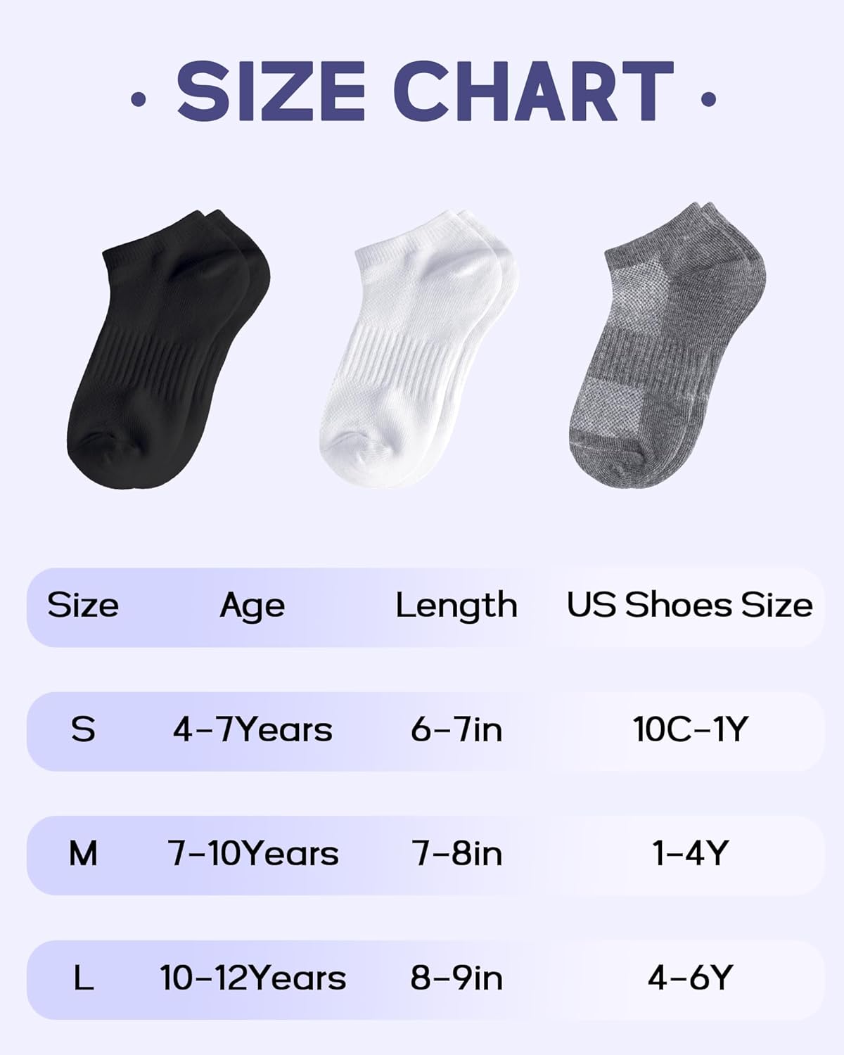 10 Pairs Kids Socks for Boys Girls Ankle Athletic Low Cut Socks Half Cushioned Crew Cotton No Show Running Sock